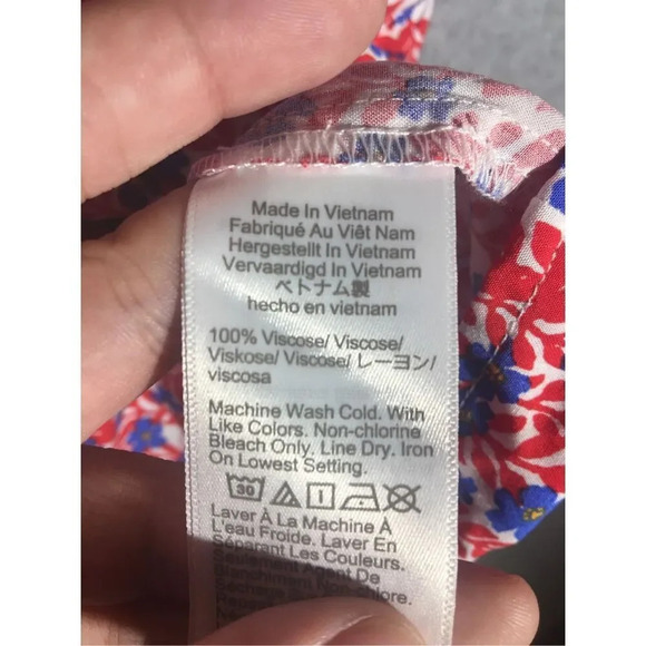 Womens NWT J Crew Tank Top Red Blue Floral Casual Spring Summer Beachy - Picture 6 of 7